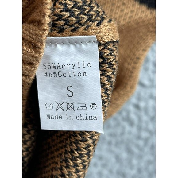 New Boho Leopard Print Sweater Women's Size Small Cream Cold Shoulder Top - Picture 9 of 10